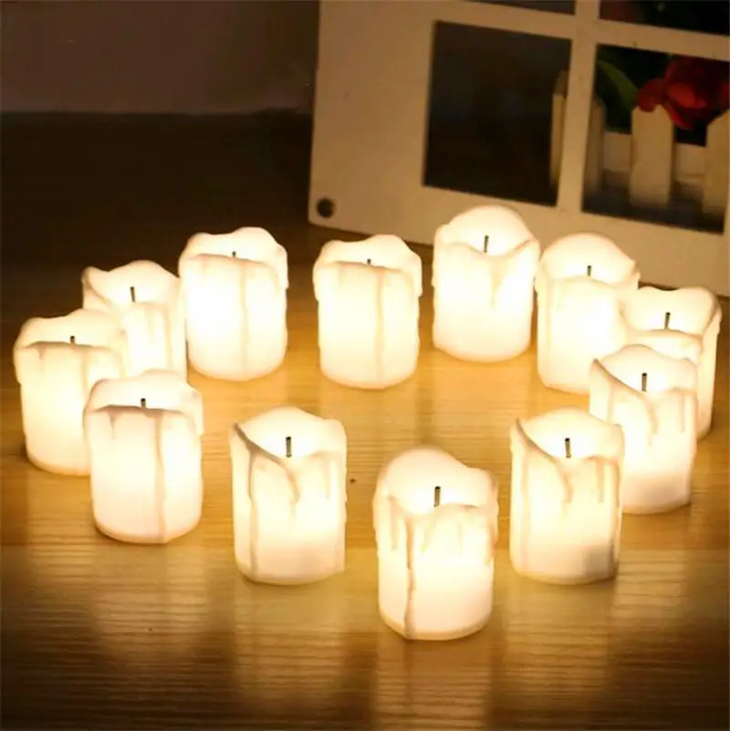 

Yfashion 24pcs Led electric candle flicker flashing flameless pillar Romance tea light christmas christmas wedding decoration