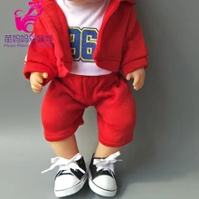 Красная одежда с капюшоном, штаны, рубашка, подходит для маленьких кукол 43 см, одежда для мальчиков, 1", костюм для девочек