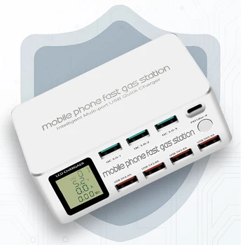 

1PCS Multifunction Usb Smartphones Quick Charger 8 Ports Qc3.0 Pd3.0 Multi Usb Charging Station Lcd Digital Display Fast Charger