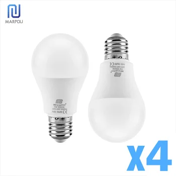 

4PCS LED Bulb E27 Lamps 3W 5W 7W 9W 12W 15W 18W Light Bulb Smart IC Real Power AC220V-240V High Brightness LED Lampada Bombillas