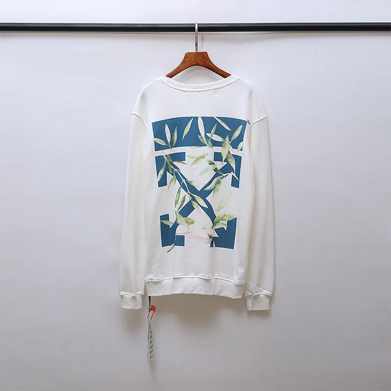 19ss Off-White OW Мужчины Женщины влюбленные листья стрелка Мода хлопок повседневные худи с круглым вырезом толстовка с капюшоном свободная Куртка Пуловер