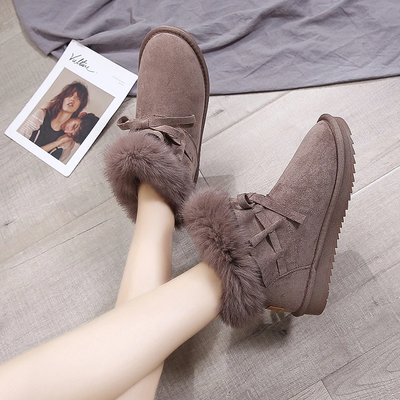 Plush Snow Boots Women Winter Shoes Keep Warm Ankle Boots Non Slip Waterproof Casual Short Booties for Ladies Black Brown