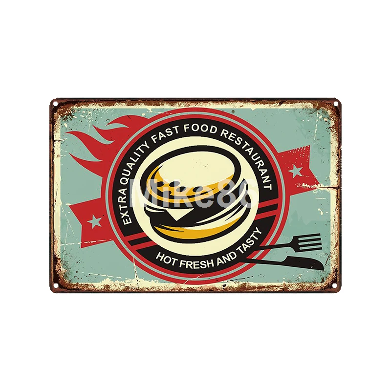 [Mike86] тунец органический EAT SHRIMPS говядина тушью барбекю жестяная вывеска рисунок на железной поверхности в стиле ретро еда Забавный плакат настенная доска 20*30 см LT-1914 - Цвет: GLA-6401