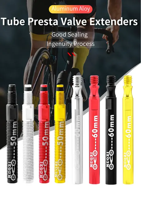Estensione Valvole Presta Per Bici - 2 Pezzi Da 60 Mm In Lega Di Alluminio Nero - Foto 4