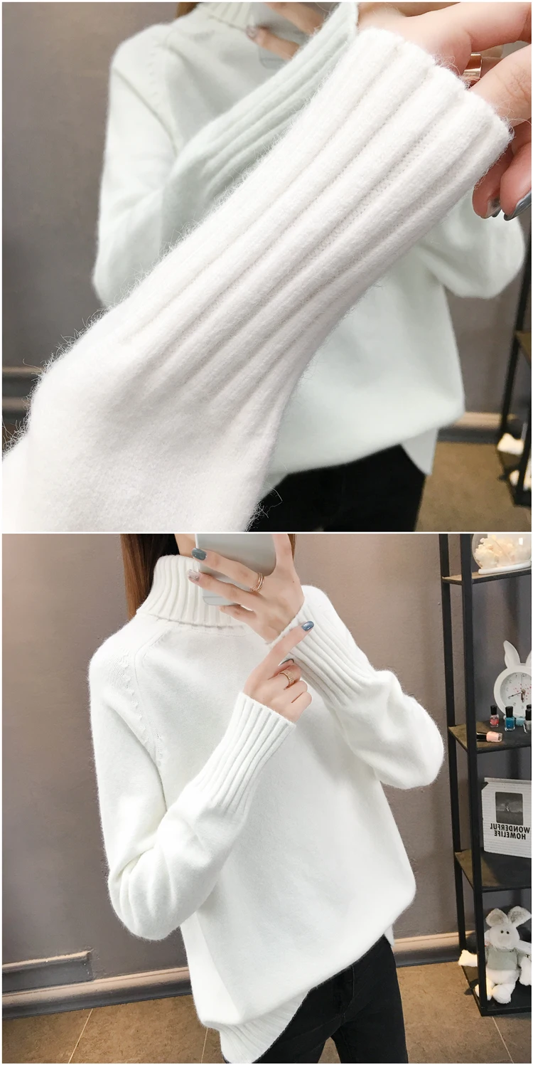 Fdfklak Casual new pull femme pullover sweater women thick warm knit top woman winter clothes turtleneck women's sweaters