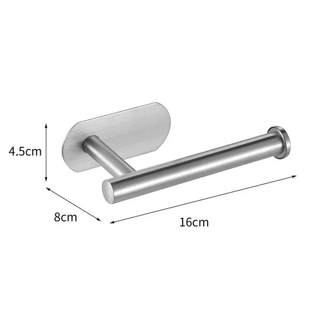 No Drilling Stainless Steel Self-adhesive Towel Bar Paper Holder Robe Hook Towel Ring Black Silver Gold Bathroom Accessories Set Silver Paper Holder