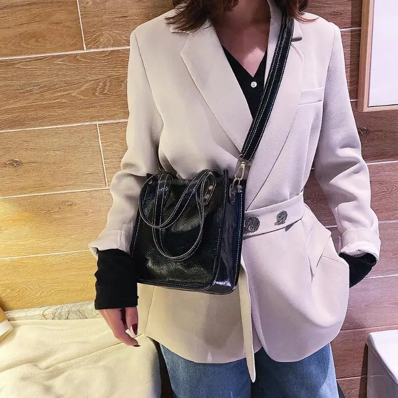 Chic Casual Leather Crossbody PU Leather Handbag Women Retro Solid Shoulder Messenger Totes Bag Ladies Satchel Bags