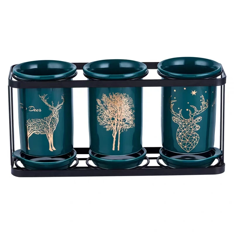 Ceramic chopsticks tube storage rack spoon chopsticks storage tube set knife and fork multi-function storage box kitchen tools