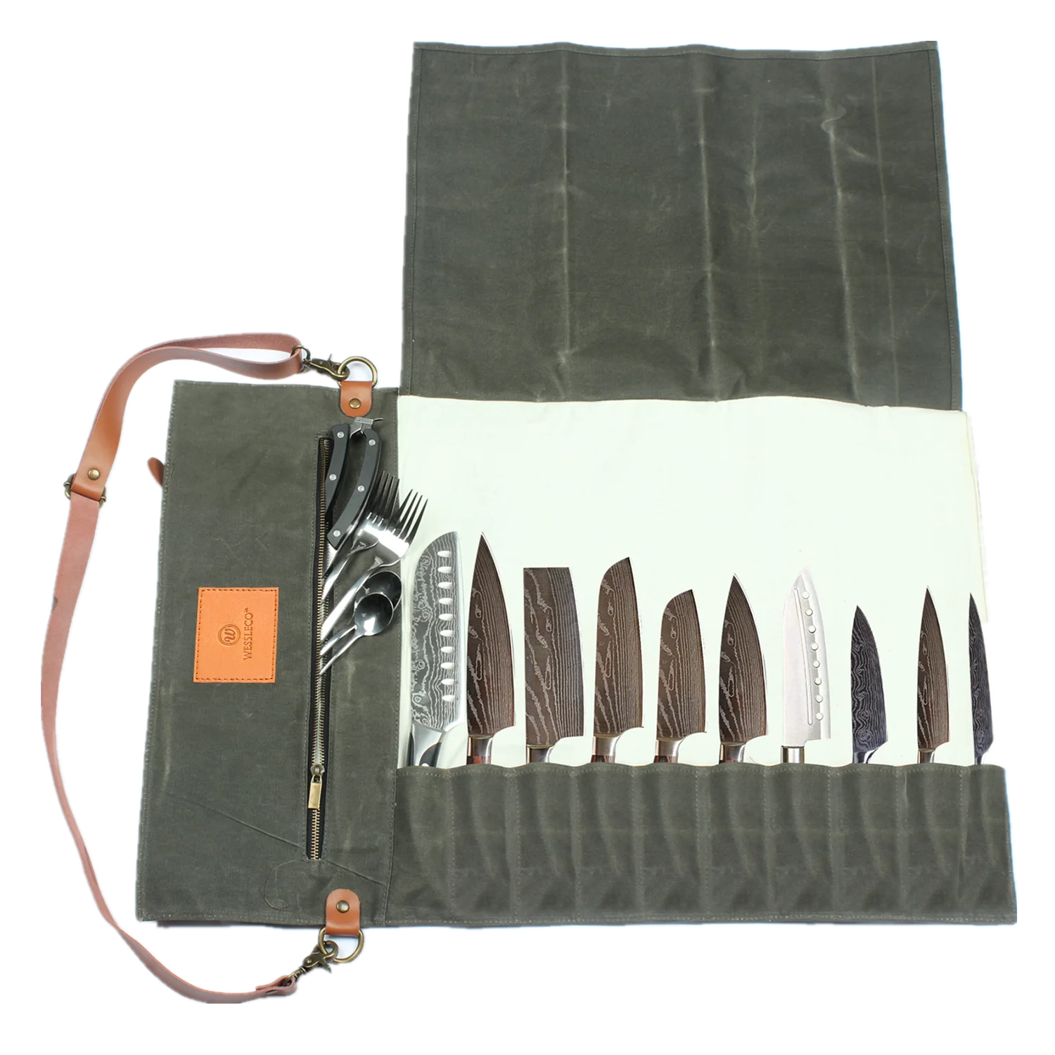 WESSLECO Chef Knife Bag Roll Bag Carry Case Bag Kitchen Cooking Portable Durable Knife Storage Pockets laptop tool bag