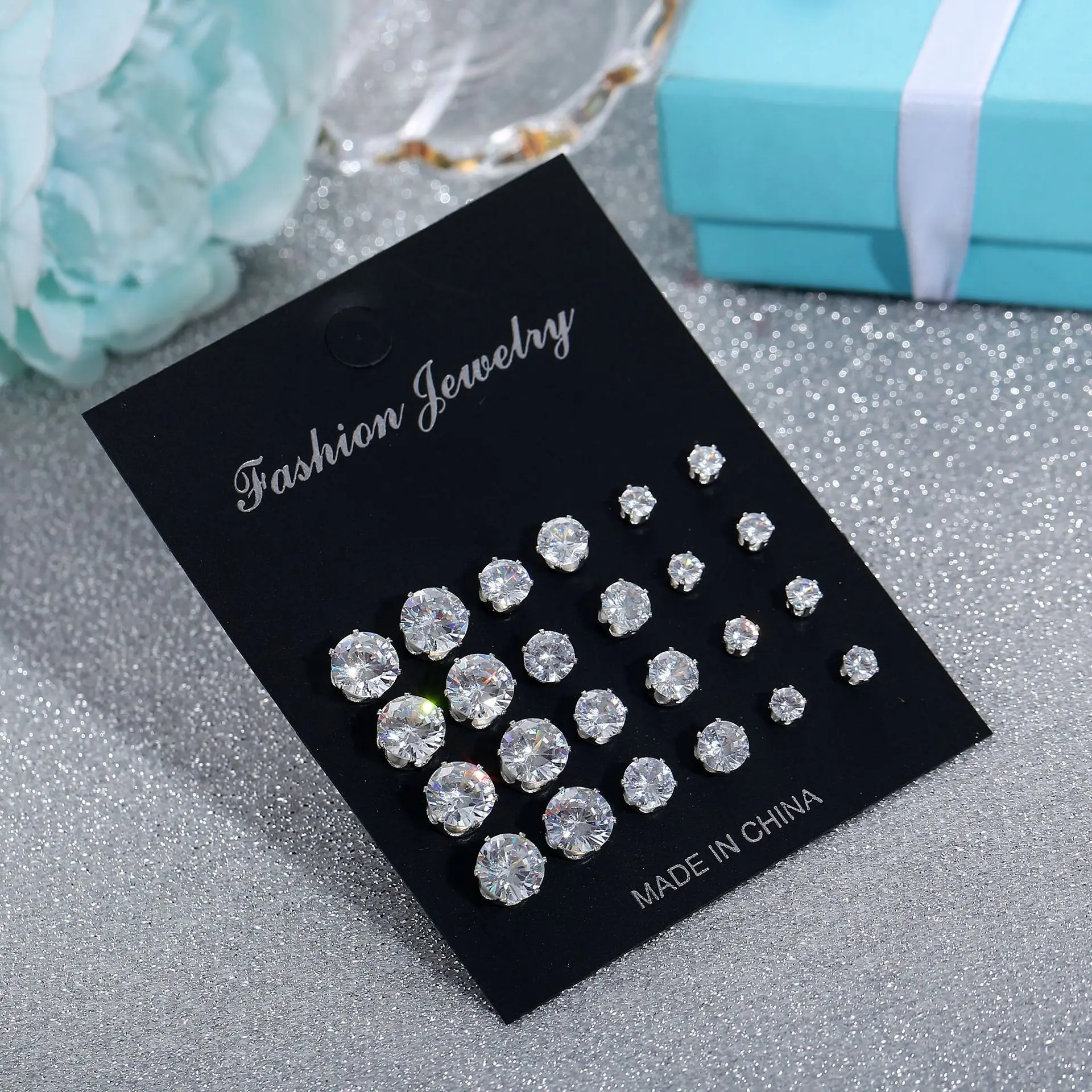 Lowered Zircon Stud Earrings-Set Jewelry Punk Crystal-Ear Shine Party Women Fashion for  qzKDaAwbJ