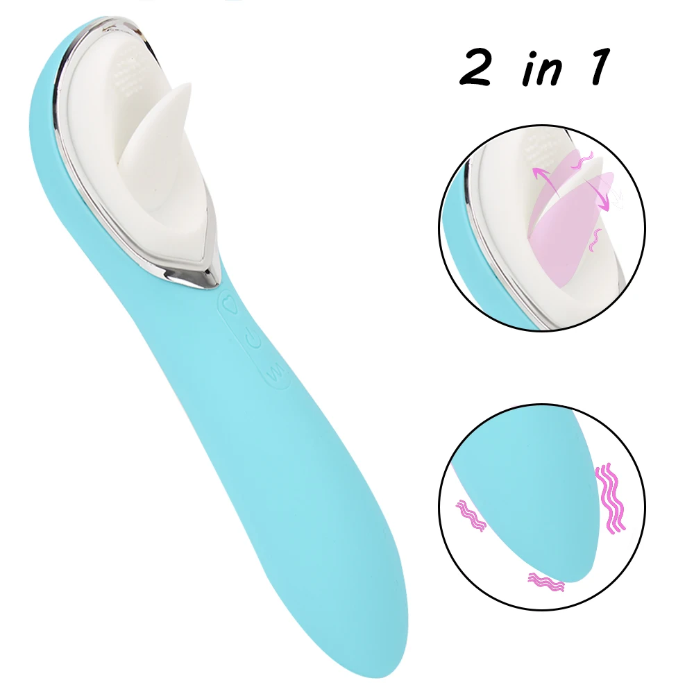 1 2 in Dildo vibrante Bacchetta leccata di lingua Vibratori Massaggiatore per sesso orale 10 velocità Capezzolo Clitoride St Vibratg Lickg 0_voghion.com