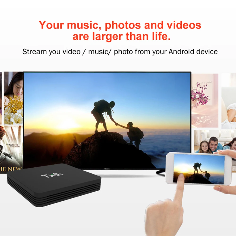 TX9S Smart Android 9,0 ТВ приставка S912 Восьмиядерный 64 бит 2 ГБ/8 ГБ 2,4G WiFi 4K HD медиаплеер с пультом дистанционного управления для Android tv