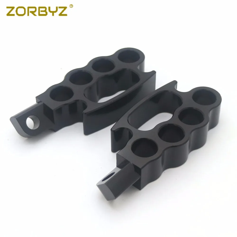ZORBYZ черный/хром Летающий костяшки опорные подножки на заказ педаль для Harley V-Rod Sportster XL Dyna Softail