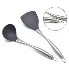 Антипригарный горшок только лопатка из нержавеющей стали Силикагель Тернер ладель 2 шт. набор силиконовой посуды для приготовления пищи