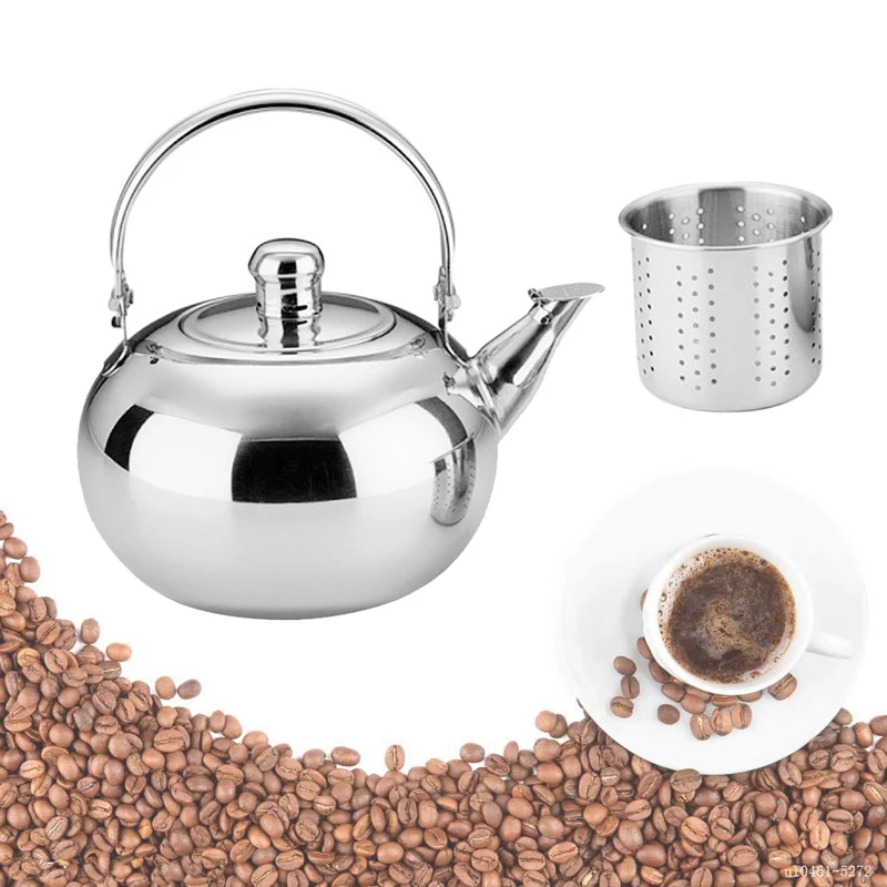 Stainless Steel Kettle Warm Wine Kettle Tea Set With Strainer Teapot Coffee Maker Design Heat Insulation Anti-Scalding