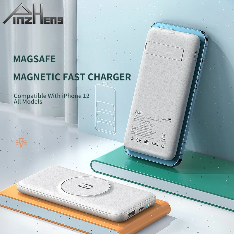 PINZHENG 15W Magsafe Wireless Charger 10000mAh Power Bank For iPhone 12 Backup Bracket Portable Powerbank Pro Max | Мобильные