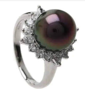 

Wholesale price new ^^^^9-10mm Noblest BLACK PEARL Ring size 7 8 9 AAA