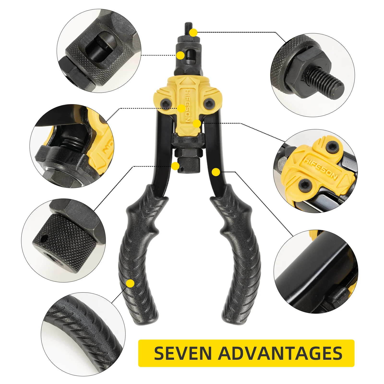 HIFESON Insert Threaded Mandrels Hand Rivet Nut Gun rivet gun rivet nut tool rivet gun set Manual Riveter for Riveting Rivnut Tool M3 M4 M5 M6 M8 M10 M12 Iron Nut