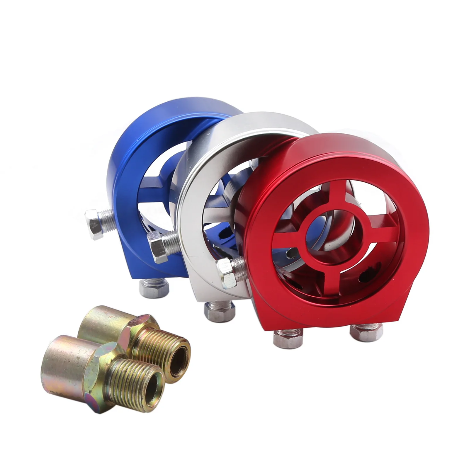 

1 Set Universal Car Oil Filter Cooler Sandwich Plate Temp Oil Pressure Gauge Cooling Sensor Adapter With Connectors Aluminum