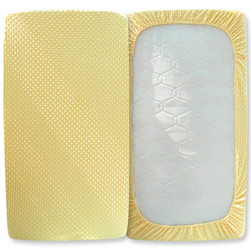 Baby Crib Fitted Bed Sheet Minky Dot Newborn Baby Cotton Matress Cover With Elastic Allow Customerized Size Children Bedspread (3)