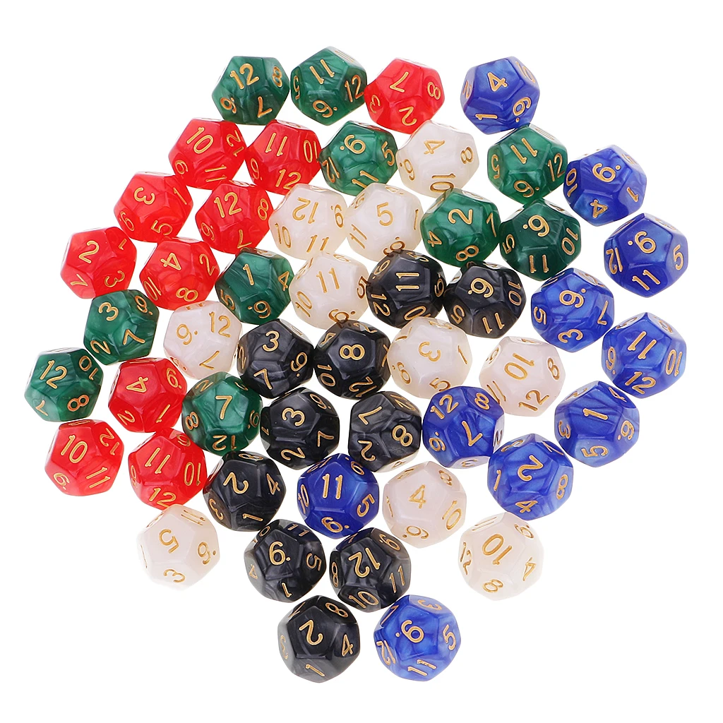 50 Pieces D12 Dice 16mm 12 Sided Die Set with Dice Bag for D&D Role Playing Games