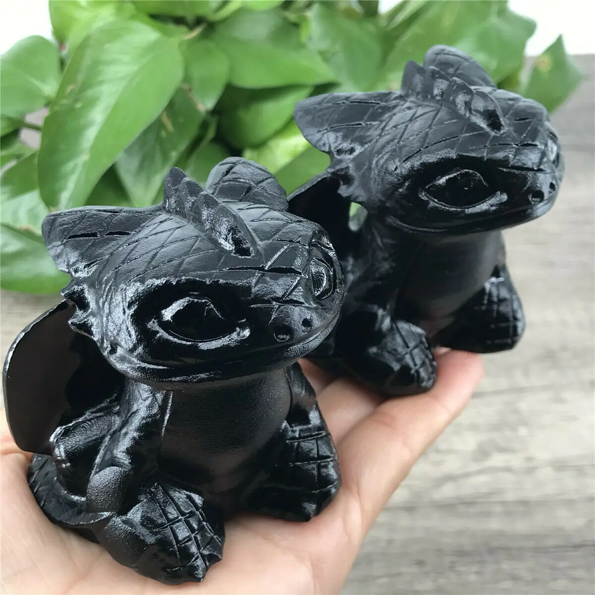 Obsidian Mineral Ornaments | Toothless Dragon Crystal