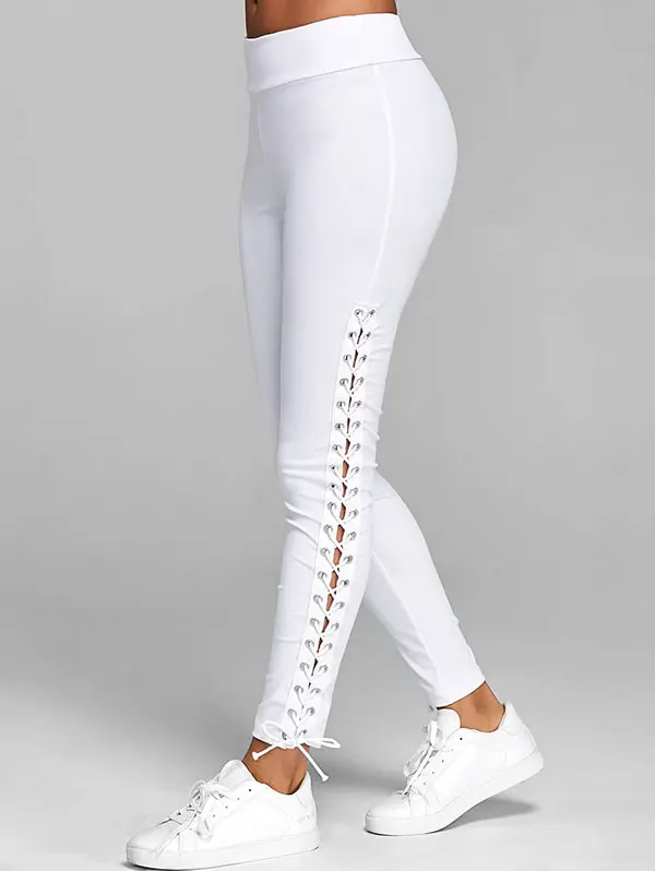 Trouser Black White Leggings Streetwear Cargo Pant Plus Size S 3XL Lace Up  Grommet Leggings Skinny Leggings Women Pencil Pants|Pants & Capris| -  AliExpress