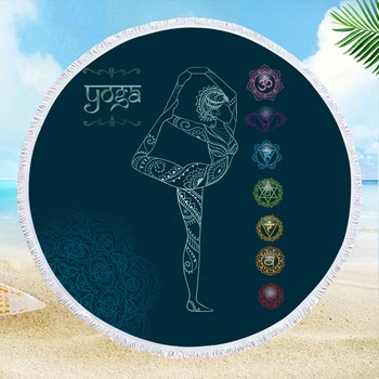 

Mandala Tapestry 150cm Round Large Soft Beach Towel For Adults Wall Hanging Microfiber Bath Towel With Tassel Throw Yoga Mat