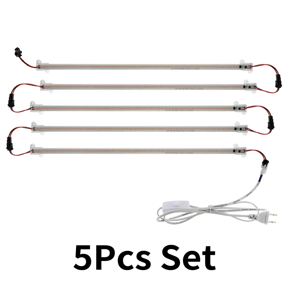 5 Set Светодиодный светильник для выращивания, AC220V, 8 Вт, высокая световая эффективность, полный спектр, светодиодный светильник для выращивания растений, 50 см/30 см, 72 светодиодный, 1-6 шт. в наборе - Испускаемый цвет: 5 Set