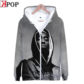 

American Rapper 2Pac Fashion Hoodies Hot Sale Casual Zipper Hoodies Sweatshirts Harajuku Women/ Men Clothes Popular Kpop Tops
