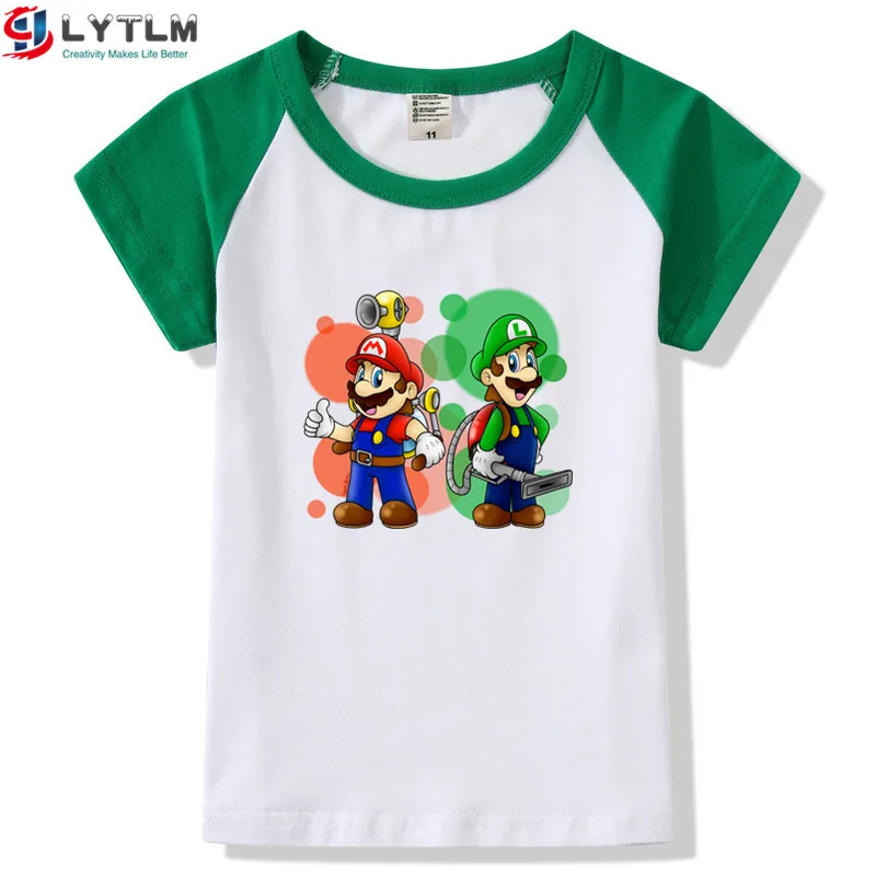 LYTLM Mario Bros/футболка детская одежда для маленьких мальчиков Новое поступление, детская одежда для девочек vetement enfant fille/осенние Топы для маленьких девочек - Цвет: DX Raglan Green