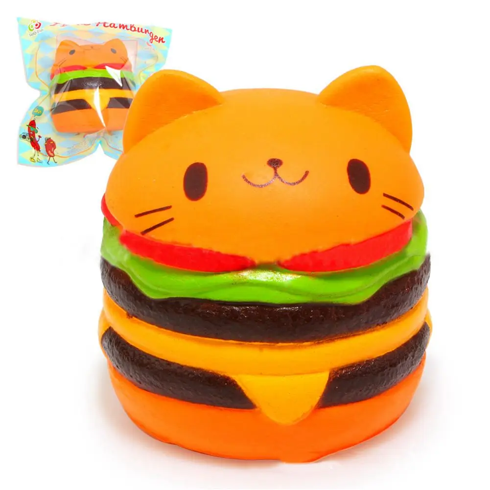 Мягкий кот гамбургер еда Squishys торт снятие стресса игрушки Ароматические Squeeze медленный рост забавная игрушка снятие стресса лечение подарок