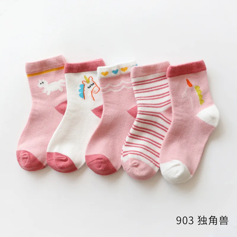 5 пар носков для маленьких мальчиков и девочек носки с рисунками животных, единорогов, Мстителей зимние теплые носки для малышей Bebe детские носки От 1 до 12 лет