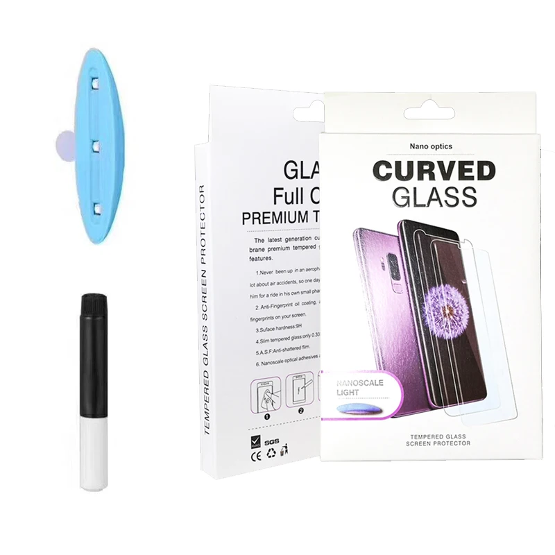 

500pcs 3D Curved Full Cover Case Friendly Tempered Glass UV Nano Liquid Protector For Huawei P30 P20 Mate 20 Pro RS With Package