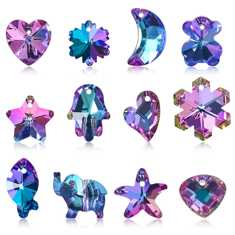 Abalorios de cristal en forma de corazón para hacer joyas, joyería, collares, pendientes, Juguetes DIY, 20 Uds.