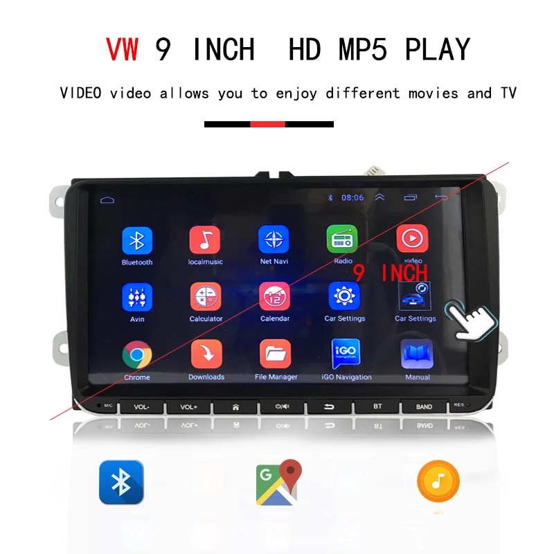 Радио Airplay CANBUS для Skoda Passat B6 Polo Golf 4 5 Touran Seat Wifi gps 9''2Din Android для VW/Seat+ Carplay камера заднего вида