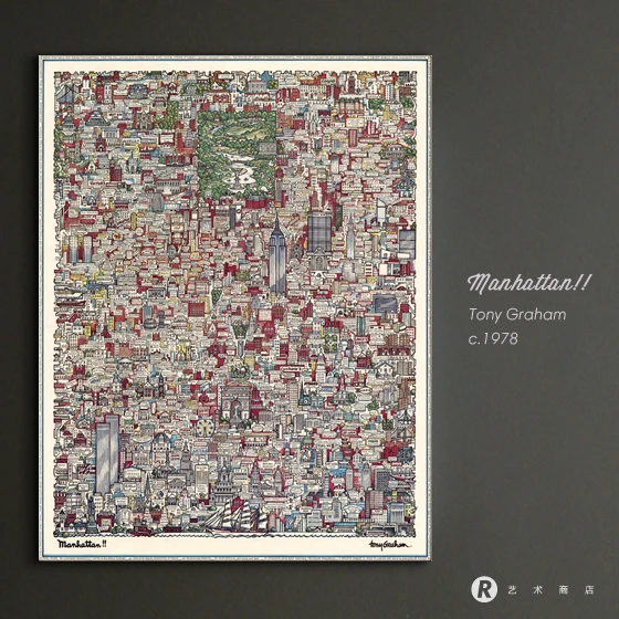 

Lost in Manhattan!!!!!New York Manhattan 1978 vintage map home decoration painting frameless painting painting wall art
