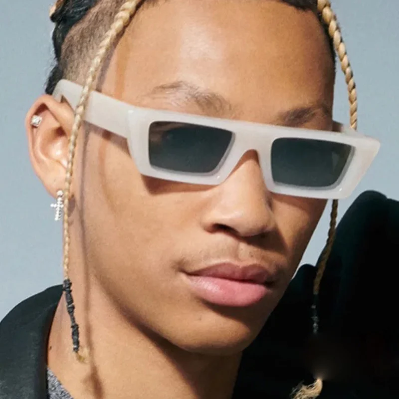 Brand Designer Rectangle Cat Eye Sunglasses Men Retro Shades Male Sun Glasses Small Frame Vintage Driving Oculos De Sol