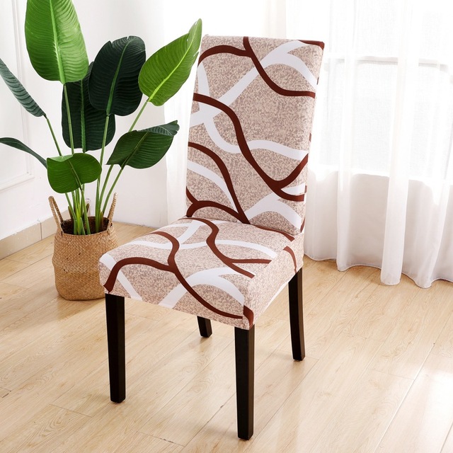 Series Chair Cover for Dining Room Banquet Hotel Kitchen Spandex Stretch Print Chair Covers Removable Washable Seat Decor