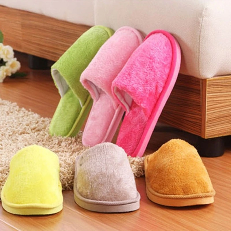 warm indoor slippers Soft Plush Cotton Cute Slippers Shoes Couple Unisex Non-Slip Floor Indoor Home Furry Slippers Women Shoes For Bedroom Hotel indoor and outdoor slippers
