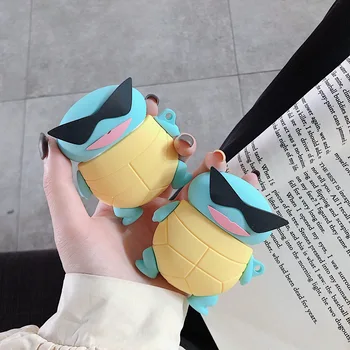 

Cool Sunglasses Jenny Turtle Earphone Case For Airpods 1 2 Cartoon 3D Squirtle Wireless Bluetooth Anti-fall Cover For Airpods