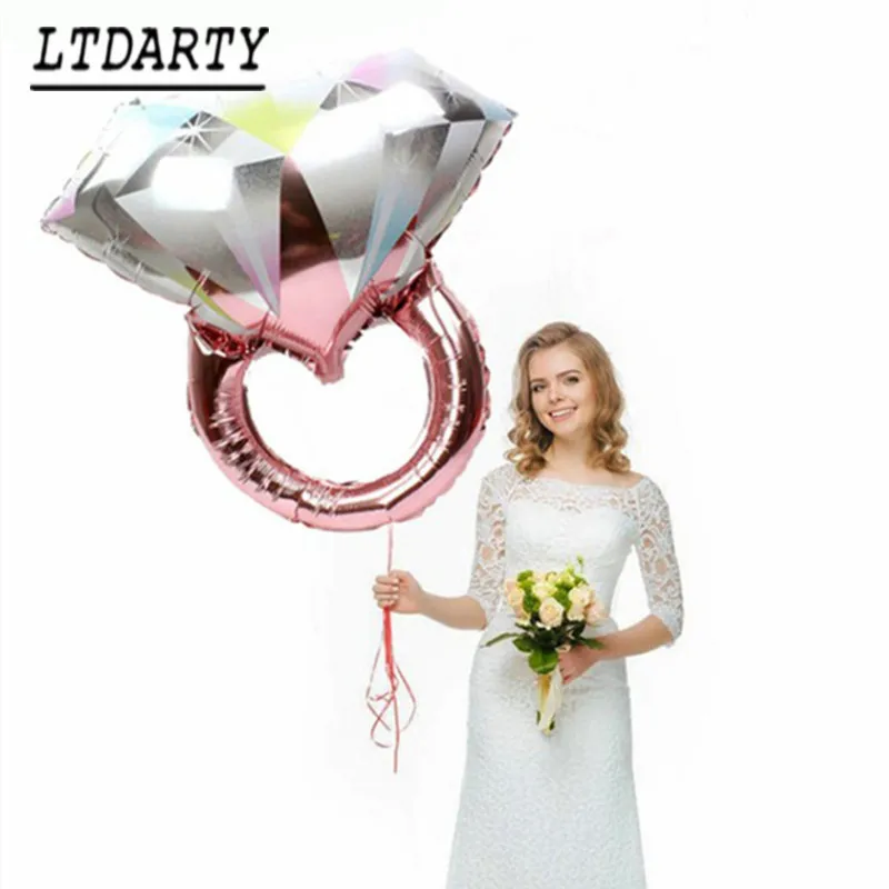 

1Pack Couple Ring Balloon Diamond Gold Rose Gold Balloon Bridal Ring Engagement Valentine's Day Balloon Party Wedding Decoration