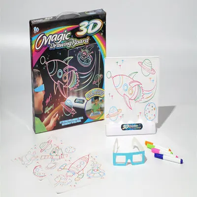 1Set Magic drawing board 3D dinosaur space Character ocean LED writing board creative art magic board with pen kids gift
