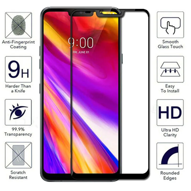 Protecteur d'écran Premium Full Cover Guatemala Glass, verre de protection pour LG G7 ThinQ, One Fit Plus Q9, verre à colle complète