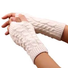 Knitted Crochet Fingerless Mittens Fashion Women Winter Autumn Gloves Wrist Arm Hand Warmer Winter Wool Mitten Short Gloves