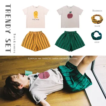 

Headband Jelly Kids T shirts+ Striped Shorts 2 pcs Clothing Sets Baby Boy Clothes Baby Girl Clothes Vestidos Toy Story Shirt