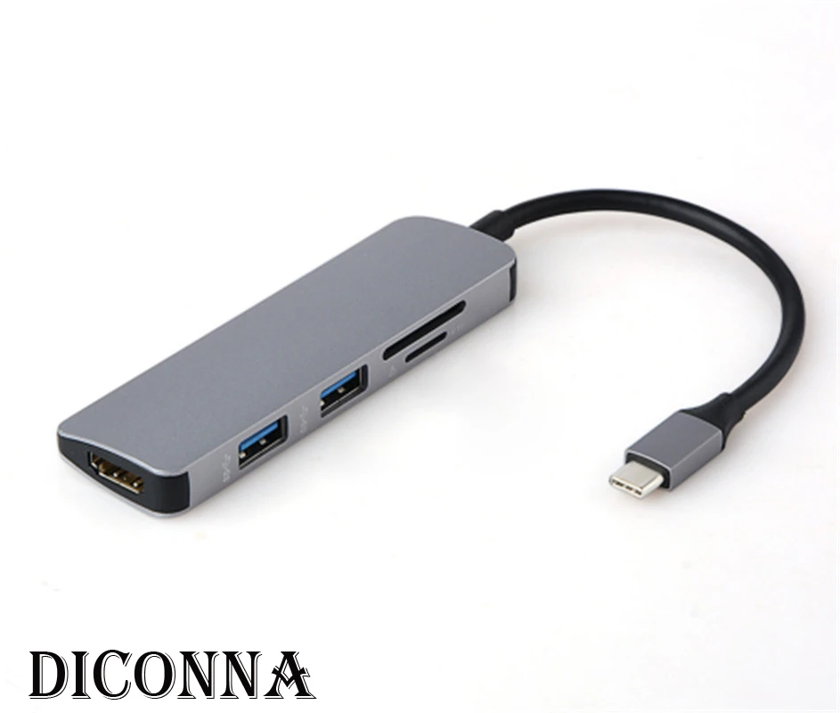 Горячая Распродажа, 5 в 1, USB-C, эспандер-концентратор type-C, концентратор USB C, 5 в 1, USB-C-4 K, HDMI, USB 3,0, SD, TF, кардридер, адаптеры, Конвертеры