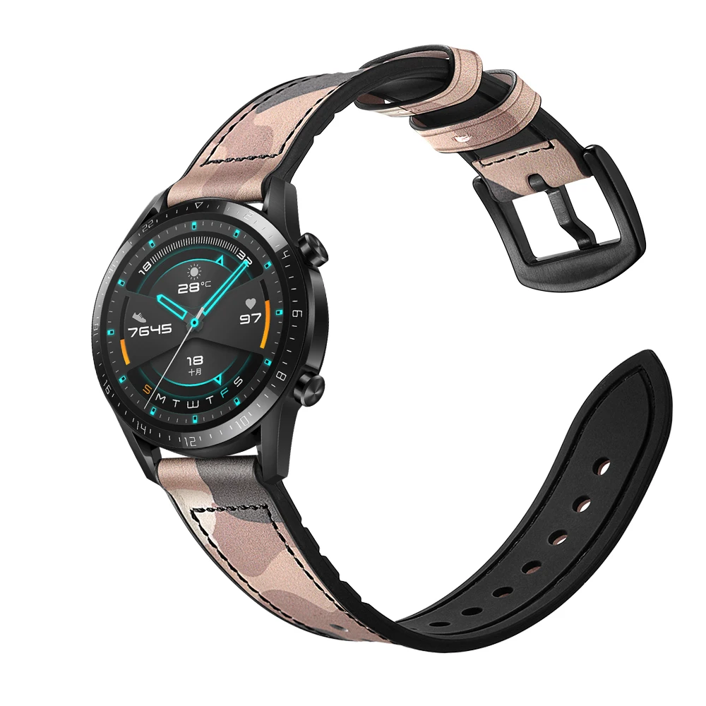 Натуральная кожа+ ремешок для huawei GT 1 2 42 мм 46 мм/huawei watch 2 pro huami amazfit 1 2 GTR 47 мм Ремешки для наручных часов