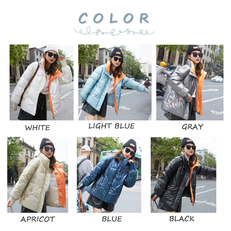 Women's Winter Jacket Parka Warm Silk Cotton Overcoat Woman Stand-Up Collar Down Cotton Casual Jacket Korean Loose Warm Coat
