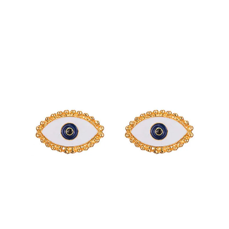 white evil eye Дизайн, винтажный зловещий глаз, серьги-гвоздики для женщин, богемные персональные эмалированные большие серьги, вечерние ювелирные изделия для девушек - Окраска металла: white evil eye
